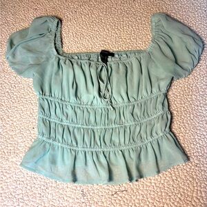 Forever 21 Sage Green Cottagecore Smocked milkmaid Women's Top. Medium‎
